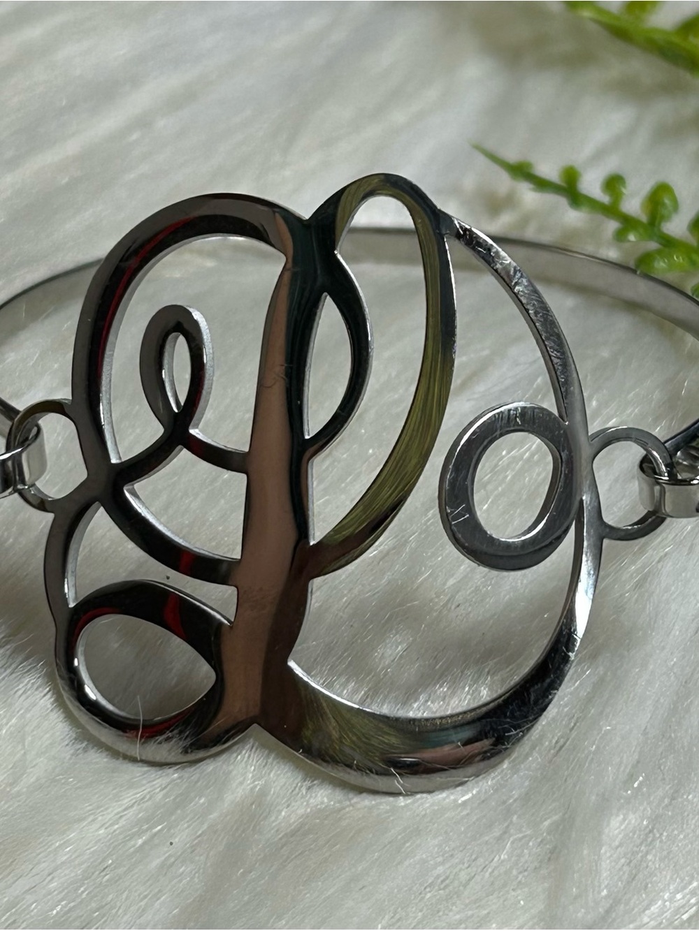Monogram L Script silver tone Bracelet